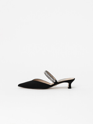 Patio Jewelled Mules in Black