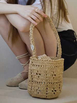 No.50 / Lily Bucket Bag _ Raffia (릴리 라피아 버킷백 크로쉐백 니트가방)