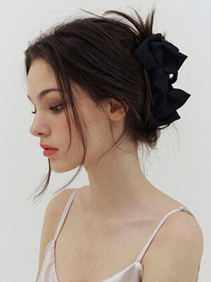 double black ribbon hair claw