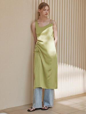 Unblanced shirring slip dress (2color)