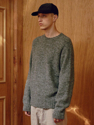 [Men] Whole Garment Wool Sweater (Grey)