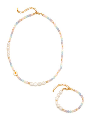 [2SET] pastel moment daisy necklace+pastel moment daisy bracelet