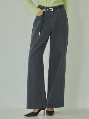 Wide Pigment Garment Dyeing Pants_CTD403(Charcoal)