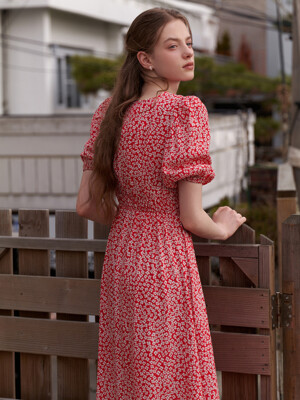 Monet pattern dress (red)