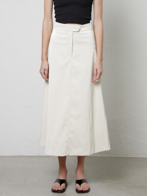 Glossy A-Line Skirt_Cream
