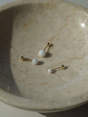 14k white opal ball piercing