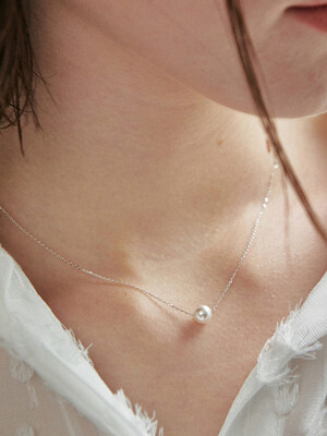 [925 silver] Un.silver.131 / simple pearl necklace (silver)