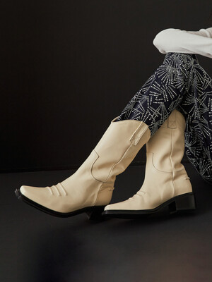 50mm Marfa Western Middle Boots (WHITE)