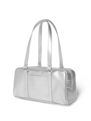 line boston bag (라인보스턴백) - glossy Silver
