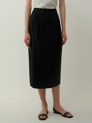 cotton tuck skirt (black)