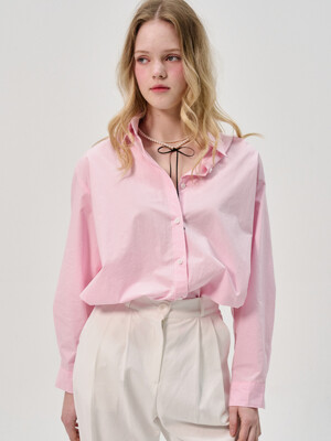 Logo Cotton Semi Ovefit Shirt_Pink