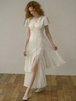 Cest_Heart irregular layered slit dress