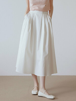 [단독]Letter pleats skirt (white)