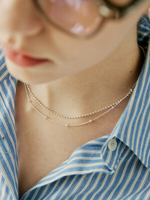[silver925]boll layered necklace