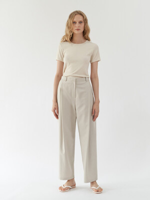 Wide tuck Trousers ( Stone grey )