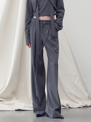 STRAIGHT LEG BELTED TROUSER CHARCOAL