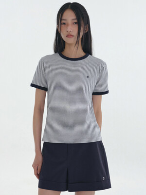 [24SS clove] Stripe Ringer T-Shirt (Navy)