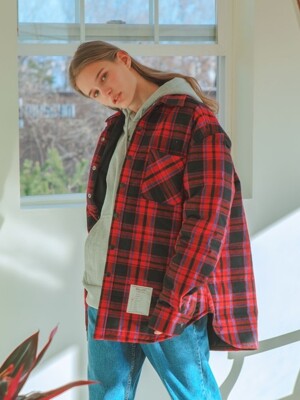 Madras Check Gridquilted shirt - Red type