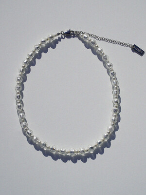 8mm silver in the glass necklace_white
