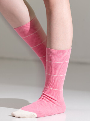 [no.437] pink stripe socks