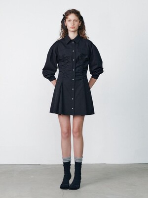 Shirring Shirts Onepiece in Black VW2AO470-10