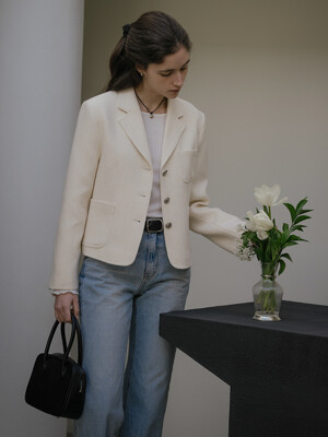 Diana tweed classic jacket_Ivory