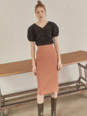 Fitted Span Skirt_Apricot