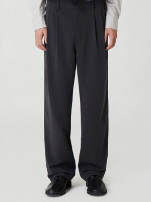 PLEATED SIDE ADJUSTER PANTS MELANGE GRAY