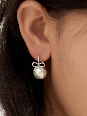 ribbon pearl earrings (2colors)