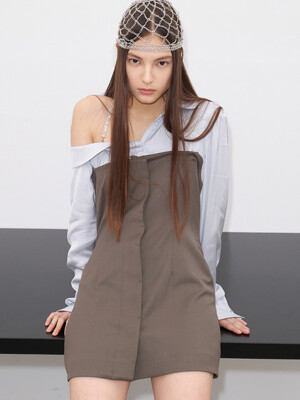 DETACHABLE SHIRTS DRESS(DARK KHAKI)