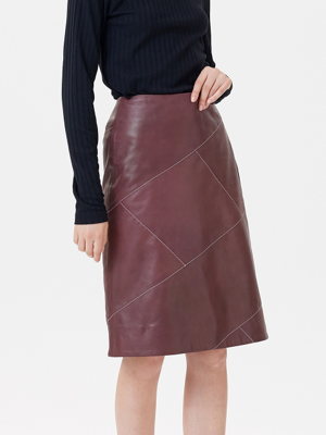 LINE CUTTING LEATHER SKIRTS WINE