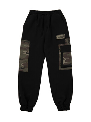 wide camo jogger pants_black