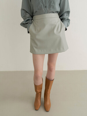 Vegan Leather Short Skirt - Grey