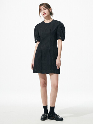 Denim Mini Dress [Black]