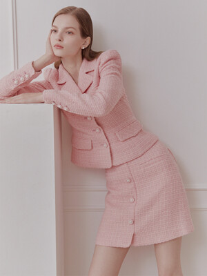 ESME H-line tweed wool mini skirt (Pink)