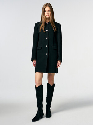 Tweed Dress Coat, Black