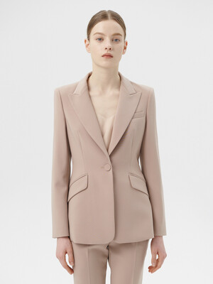 CLASSIC ONE-BUTTON JACKET - BEIGE