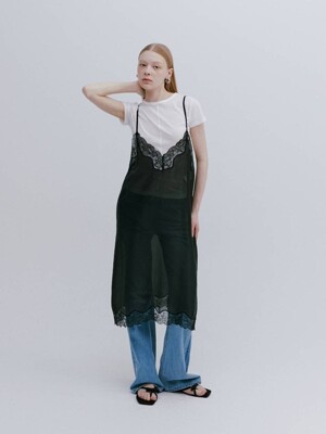SEE-THROUGH SLIP DRESS / BLACK