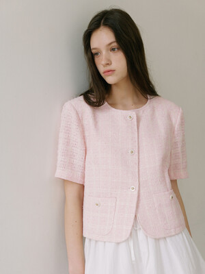 Check Tweed Jacket - Pink
