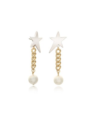 Starburst Chain Drop Pearl Earring