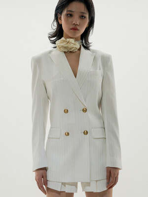 Pinstriped Double-Breasted Blazer(WOMAN)_UTH-SB04