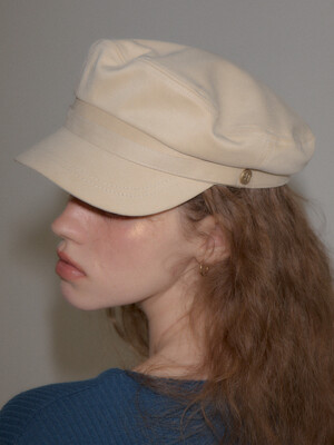 Suede Button Hat_ Ivory