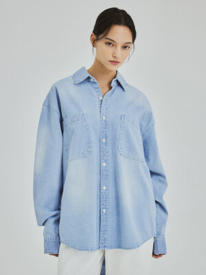 W/Soft-Touch Washed Denim Shirt(3color)