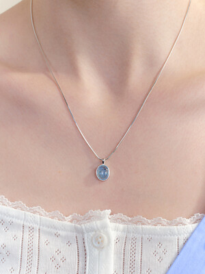 [sv925] aquamarine cabochon necklace