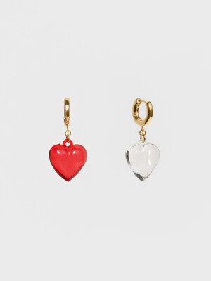 heart bold one touch earrings (2colors)