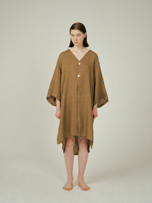 (w) Readymade Robe in Linen Dobby Brown