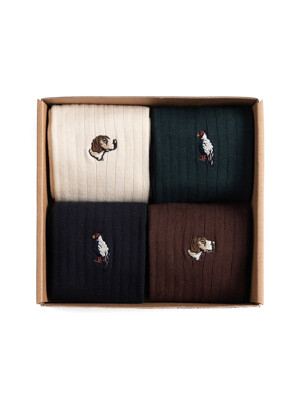 HD/SP ANIMAL SOCKS SET (ivory/brown/green/navy)