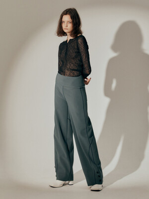 Zenia Cover Stitched Line Trouser_Forest Green