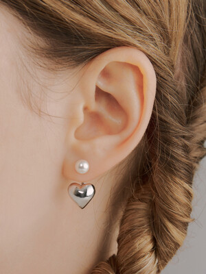 pearl & heart jacket earring