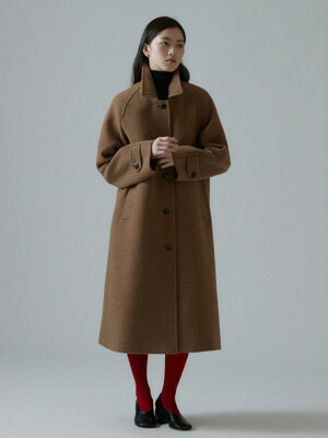 Raglan Wool  Coat-brown